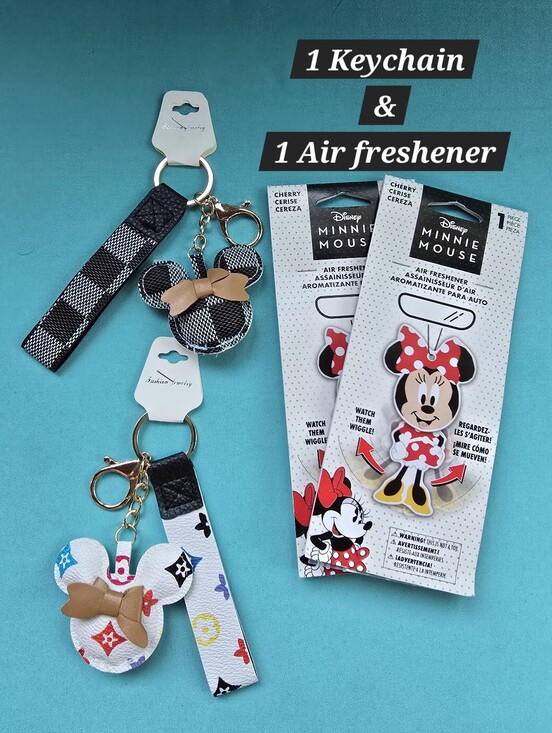 Disney Accessories - Disney Minnie Mouse Air Freshener & Bow Keychain Set - Choice Of 1 Set